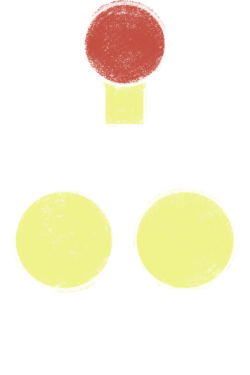 A black square-shaped head of a cartoon robot with yellow circular eyes